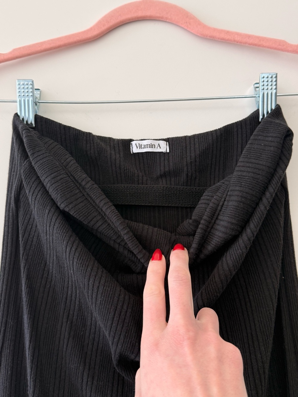 NWOT Vitamin A Ribbed Strapless Black Midi Dress w/ Built-in-Bra | Sold Out | S - Picture 6 of 8